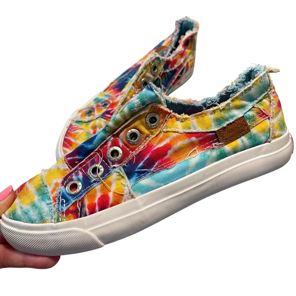 Blowfish Malibu Tie Dye Slip On Sneakers Kids Size 6 Multi Color Boho Distressed